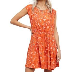 Free People Women's Fake Love Orange Animal Print Mini Dress Size Small